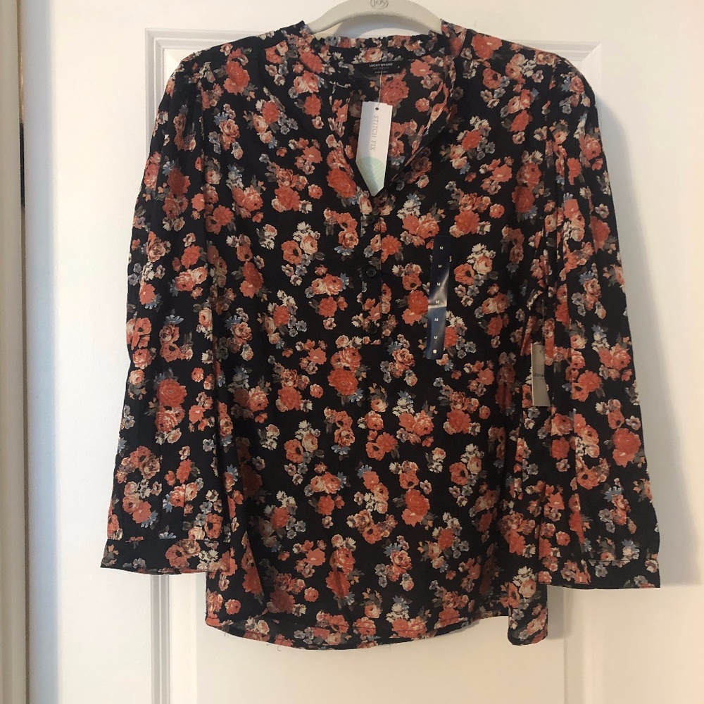Stich Fix Lucky Brand Myah Navy Floral Top